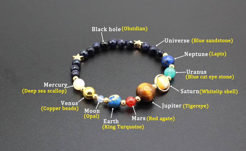 Planetary Gemstone Bracelet • Star + Moon